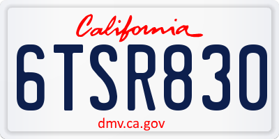 CA license plate 6TSR830