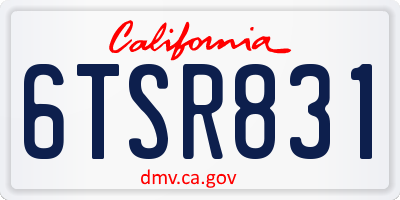 CA license plate 6TSR831