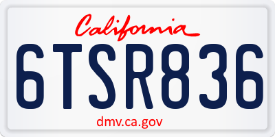 CA license plate 6TSR836