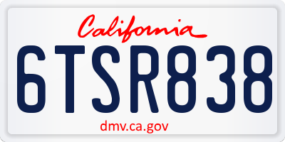 CA license plate 6TSR838