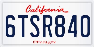 CA license plate 6TSR840