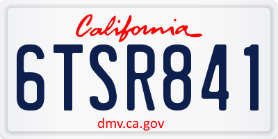 CA license plate 6TSR841
