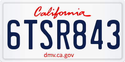 CA license plate 6TSR843