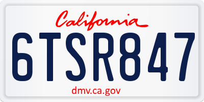 CA license plate 6TSR847