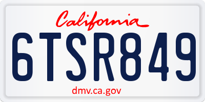 CA license plate 6TSR849