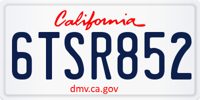 CA license plate 6TSR852