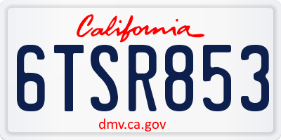 CA license plate 6TSR853