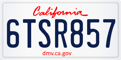 CA license plate 6TSR857