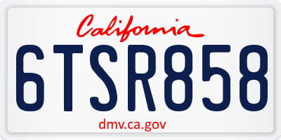 CA license plate 6TSR858
