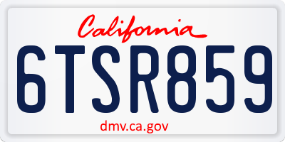 CA license plate 6TSR859