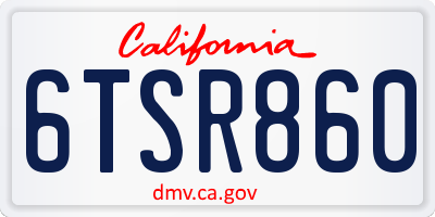 CA license plate 6TSR860