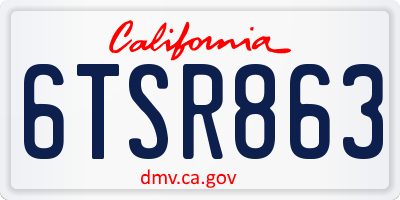 CA license plate 6TSR863
