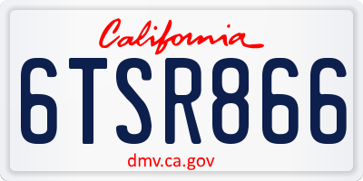 CA license plate 6TSR866