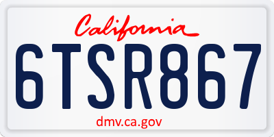 CA license plate 6TSR867