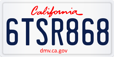 CA license plate 6TSR868