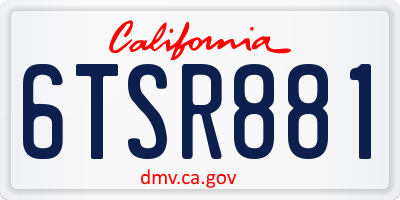 CA license plate 6TSR881