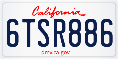 CA license plate 6TSR886