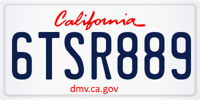 CA license plate 6TSR889