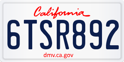 CA license plate 6TSR892