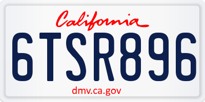 CA license plate 6TSR896