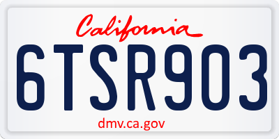 CA license plate 6TSR903