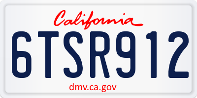 CA license plate 6TSR912
