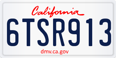 CA license plate 6TSR913