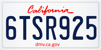 CA license plate 6TSR925