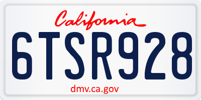 CA license plate 6TSR928