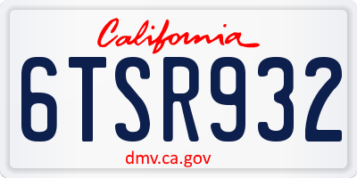 CA license plate 6TSR932
