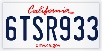 CA license plate 6TSR933