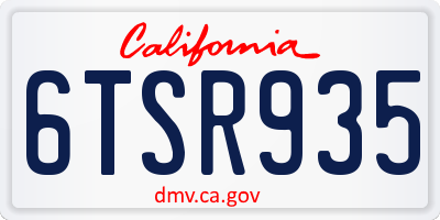 CA license plate 6TSR935