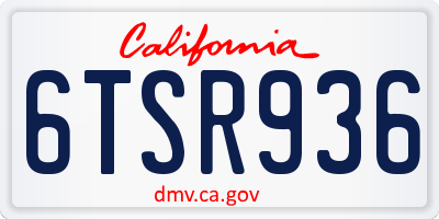 CA license plate 6TSR936