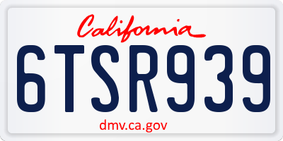 CA license plate 6TSR939
