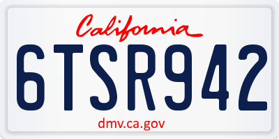 CA license plate 6TSR942