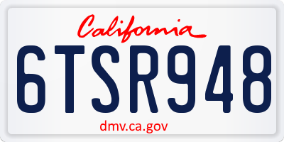 CA license plate 6TSR948