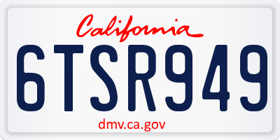 CA license plate 6TSR949