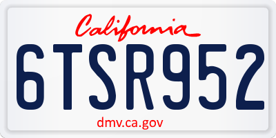 CA license plate 6TSR952