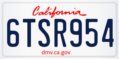 CA license plate 6TSR954
