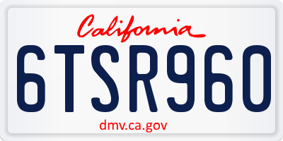 CA license plate 6TSR960