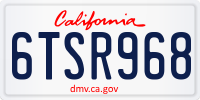 CA license plate 6TSR968