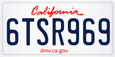 CA license plate 6TSR969