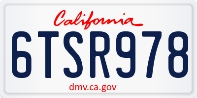 CA license plate 6TSR978