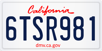 CA license plate 6TSR981