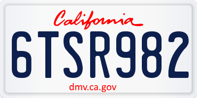 CA license plate 6TSR982