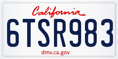CA license plate 6TSR983
