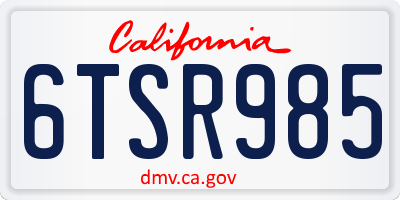 CA license plate 6TSR985