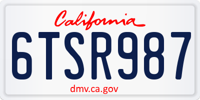 CA license plate 6TSR987