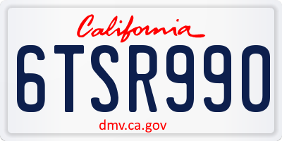CA license plate 6TSR990