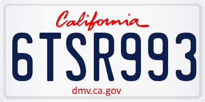 CA license plate 6TSR993